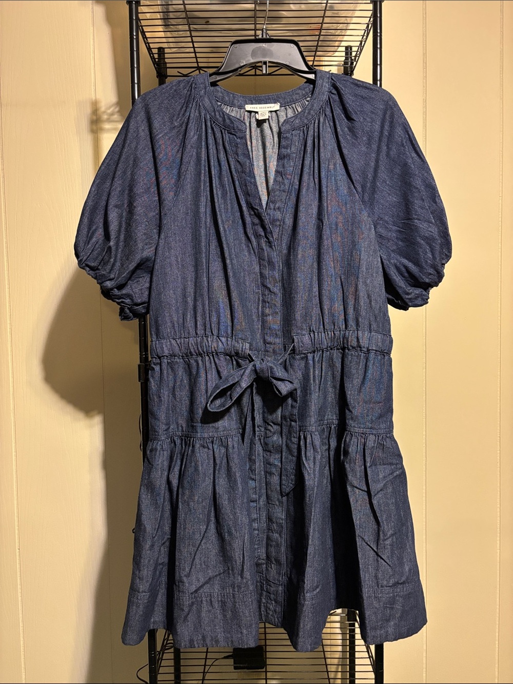 Free Assembly Denim-Style V-Neck Dress